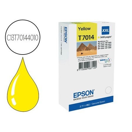 INK-JET EPSON STYLUS T7014 AMARILLO XL WP-4000 4500 CAPACIDAD 3400 PAG