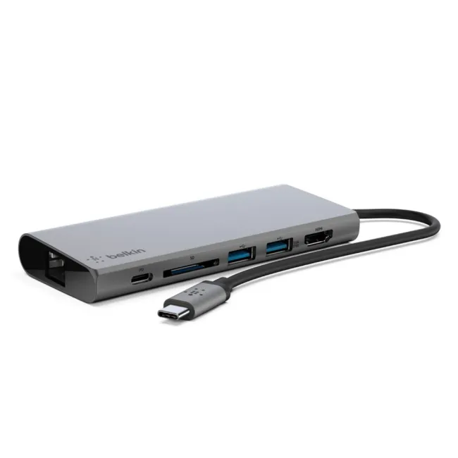 ADAPTADOR BELKIN AVC008BTSGY MULTIPUERTO USB-C A ETHERNET / USB-C /...