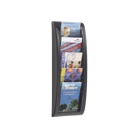 EXPOSITOR MURAL FAST-PAPERFLOW DIN A5 NEGRO 5 CASILLAS 650X228X95 MM