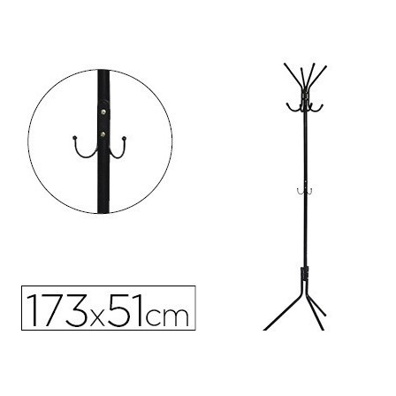 PERCHERO METALICO Q-CONNECT NEGRO 8 COLGADORES 173X51 CM