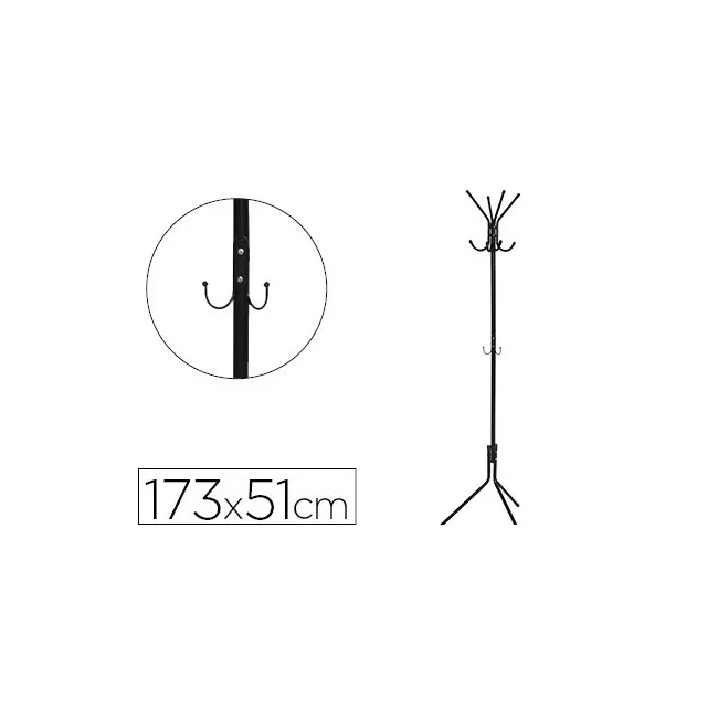 PERCHERO METALICO Q-CONNECT NEGRO 8 COLGADORES 173X51 CM