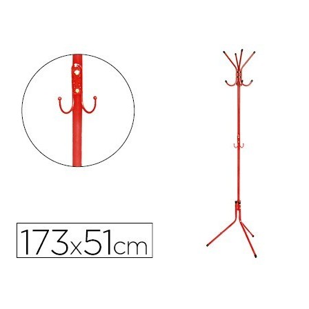 PERCHERO METALICO Q-CONNECT ROJO 8 COLGADORES 173X51 CM