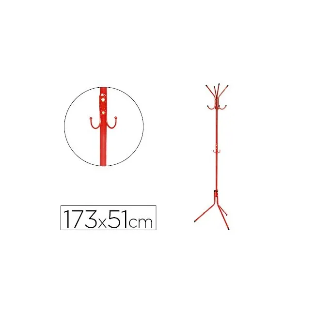 PERCHERO METALICO Q-CONNECT ROJO 8 COLGADORES 173X51 CM