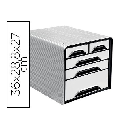FICHERO CAJONES DE SOBREMESA CEP 5 CAJONES MIXTOS BLANCO/NEGRO 360X...