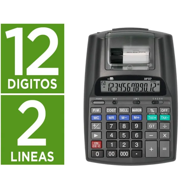 CALCULADORA LIDERPAPEL IMPRESORA PANTALLA PAPEL 57 MM 12 DIGITOS IM...
