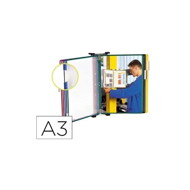 CLASIFICADOR DE PARED METAL CON 10 FUNDAS TAMAÑO A3 COLORES SURTIDOS