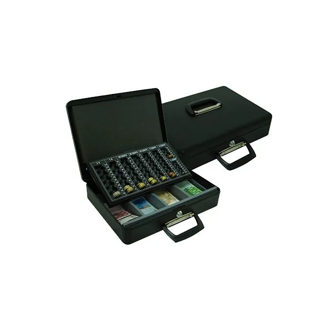 CAJA CAUDALES Q-CONNECT 14,5" 370X290X110 MM CON PORTAMONEDAS Y BAN...