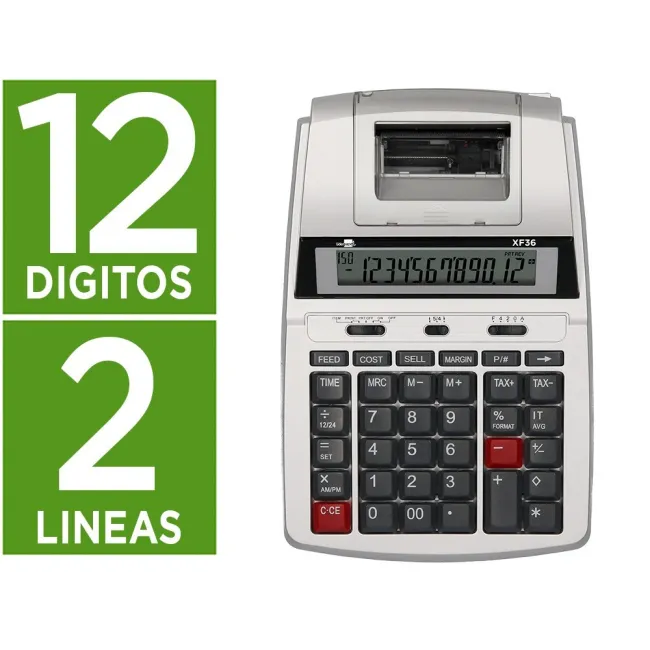 CALCULADORA LIDERPAPEL IMPRESORA PANTALLA PAPEL 57 MM 12 DIGITOS IM...