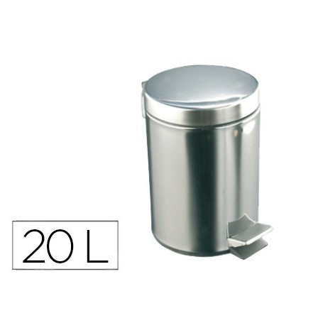 PAPELERA CON PEDAL ACERO INOXIDABLE BRILLO 20 L 435X295X350 MM