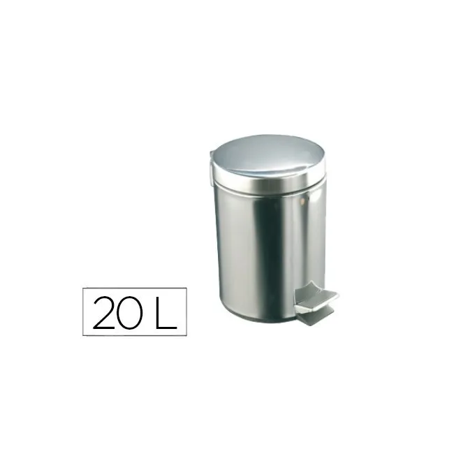 PAPELERA CON PEDAL ACERO INOXIDABLE BRILLO 20 L 435X295X350 MM