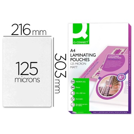 BOLSA DE PLASTIFICAR Q-CONNECT 303 X 216 MM DIN A4 125 MC AUTOADHES...