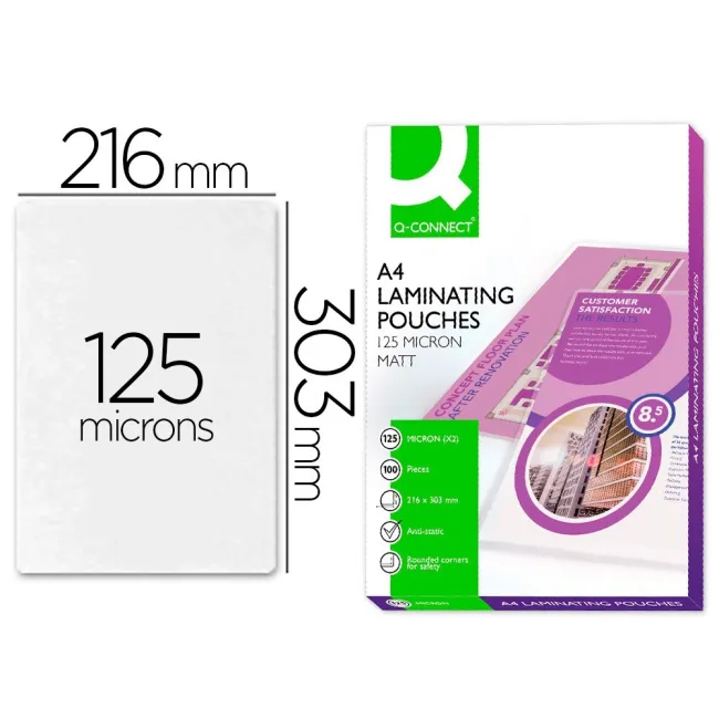 BOLSA DE PLASTIFICAR Q-CONNECT 303 X 216 MM DIN A4 125 MC AUTOADHES...
