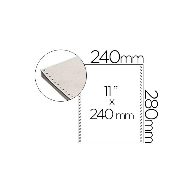 PAPEL CONTINUO 240X11 BLANCO -2 HOJAS -CAJA DE 1500 JUEGOS