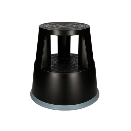 TABURETE Q-CONNECT RUEDAS RETRACTILES TRES RUEDAS -DOS NIVELES NEGRO
