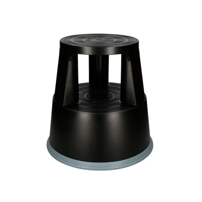 TABURETE Q-CONNECT RUEDAS RETRACTILES TRES RUEDAS -DOS NIVELES NEGRO