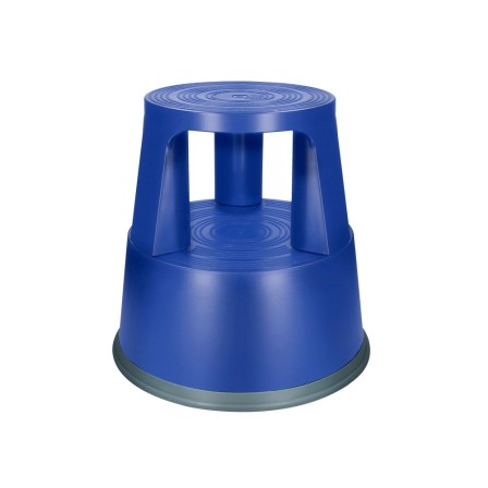 TABURETE Q-CONNECT RUEDAS RETRACTILES TRES RUEDAS -DOS NIVELES AZUL