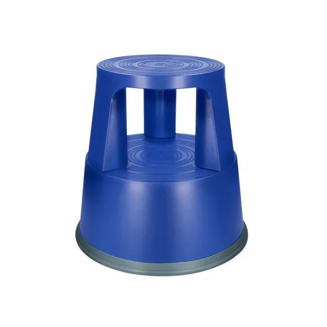 TABURETE Q-CONNECT RUEDAS RETRACTILES TRES RUEDAS -DOS NIVELES AZUL
