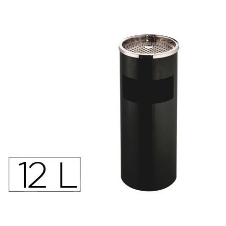 CENICERO PAPELERA METALICO Q-CONNECT NEGRO -61,5X25 CM CON RECOGECO...