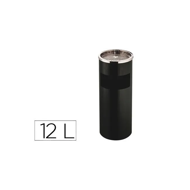 CENICERO PAPELERA METALICO Q-CONNECT NEGRO -61,5X25 CM CON RECOGECO...