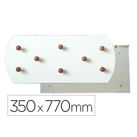 PERCHERO SIE PARED BLANCO 8 COLGADORES MADERA HAYA 350X770 MM