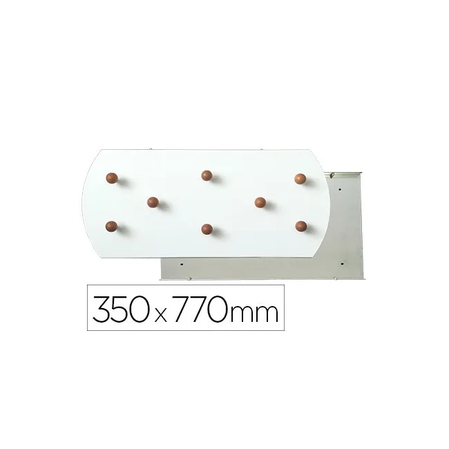 PERCHERO SIE PARED BLANCO 8 COLGADORES MADERA HAYA 350X770 MM