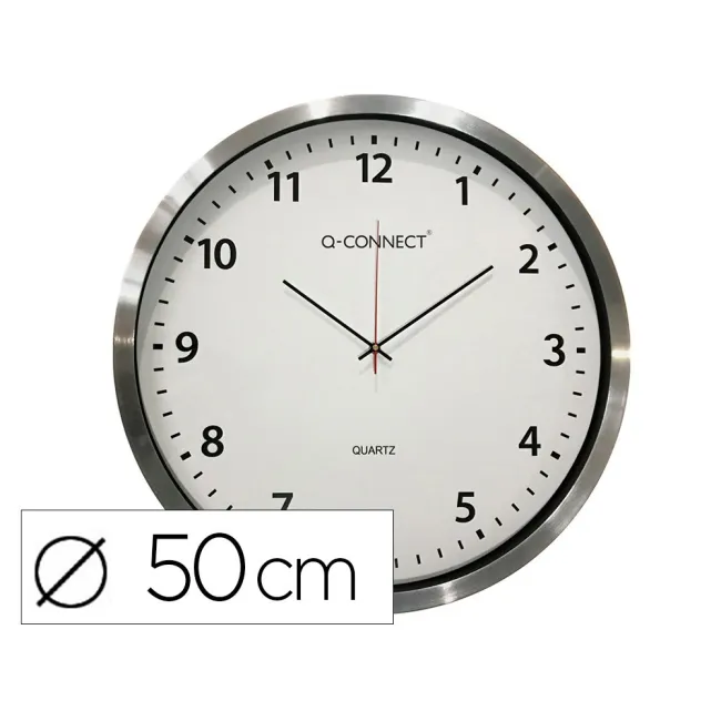 RELOJ Q-CONNECT DE PARED PLASTICO OFICINA REDONDO 60 CM MARCO CROMADO