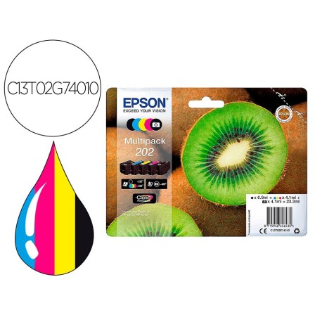 INK-JET EPSON 202 XL XP-6000 / XP-6005 / XP-6100 / XP-6105 PACK 5 N...
