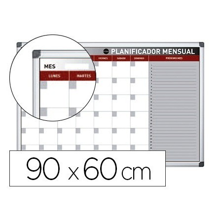 PLANNING MAGNETICO BI-OFFICE MENSUAL LACADO MARCO ALUMINIO ROTULABL...