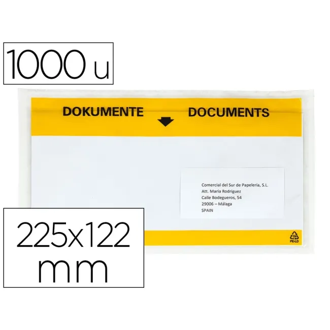 SOBRE AUTOADHESIVO Q-CONNECT PORTADOCUMENTOS MULTILINGUE 225X122 MM...