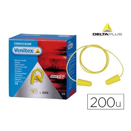 PROTECTOR AUDITIVO DELTA PLUS CONICO CON CORDON CAJA 200 PARES