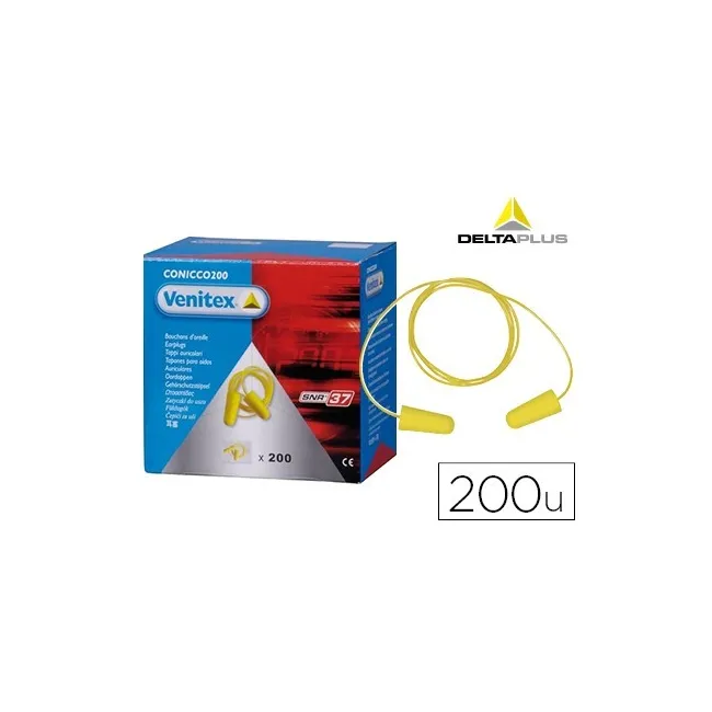 PROTECTOR AUDITIVO DELTA PLUS CONICO CON CORDON CAJA 200 PARES