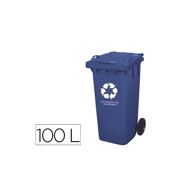 PAPELERA CONTENEDOR Q-CONNECT PLASTICO CON TAPADERA 100L COLOR AZUL...