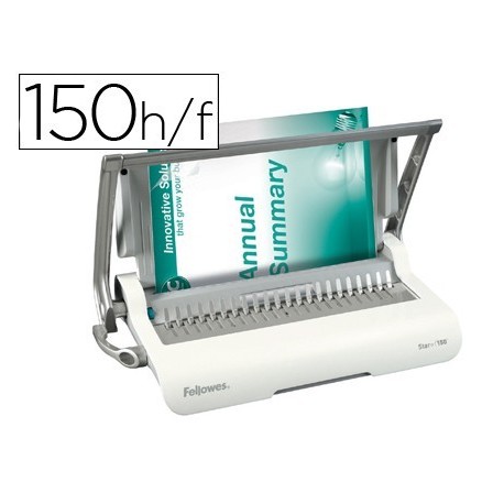 ENCUADERNADORA PARA CANUTILLO FELLOWES STAR+150 PERFORA 12 HOJAS TA...