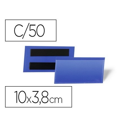FUNDA DURABLE MAGNETICA 100X38 MM PLASTICO AZUL VENTANA TRANSPARENT...