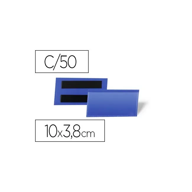 FUNDA DURABLE MAGNETICA 100X38 MM PLASTICO AZUL VENTANA TRANSPARENT...