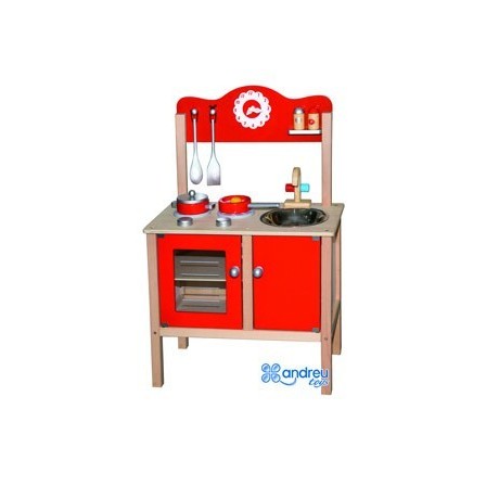 JUEGO ANDREUTOYS COCINA MADERA CON COMPLEMENTOS 53,5X29,5X83 CM