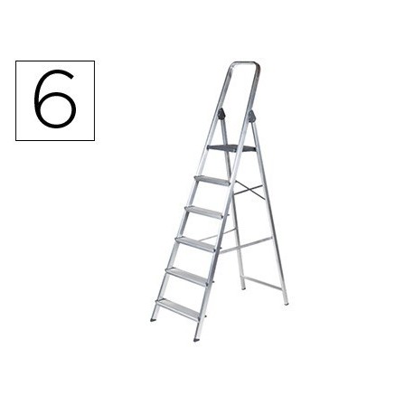 ESCALERA Q-CONNECT DE ALUMINIO 6PELDAÑOS 1203X510X1895 MM PESO MAXI...
