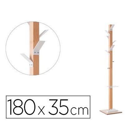 PERCHERO MADERA PAPERFLOW HAYA 8 COLGADORES CON PARAGUERO BLANCO AL...