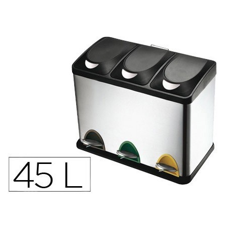 PAPELERA CONTENEDOR Q-CONNECT METALICA CON TAPADERA DE PLASTICO Y P...