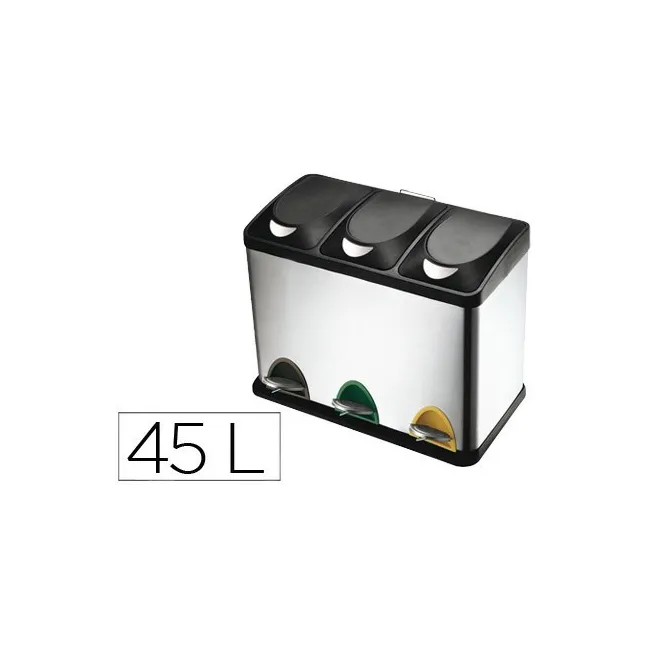 PAPELERA CONTENEDOR Q-CONNECT METALICA CON TAPADERA DE PLASTICO Y P...