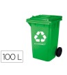 PAPELERA CONTENEDOR Q-CONNECT PLASTICO CON TAPADERA 100L COLOR VERD...