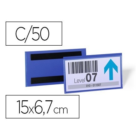 FUNDA DURABLE MAGNETICA 150X67 MM PLASTICO AZUL VENTANA TRANSPARENT...
