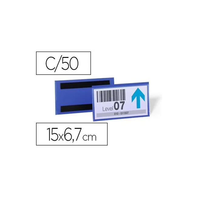 FUNDA DURABLE MAGNETICA 150X67 MM PLASTICO AZUL VENTANA TRANSPARENT...