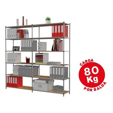 ESTANTERIA FAST-PAPERFLOW METALICA 6 ESTANTES 80 KG POR ESTANTE 200...