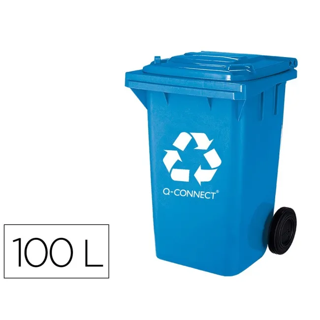 PAPELERA CONTENEDOR Q-CONNECT PLASTICO CON TAPADERA 100L COLOR AZUL...