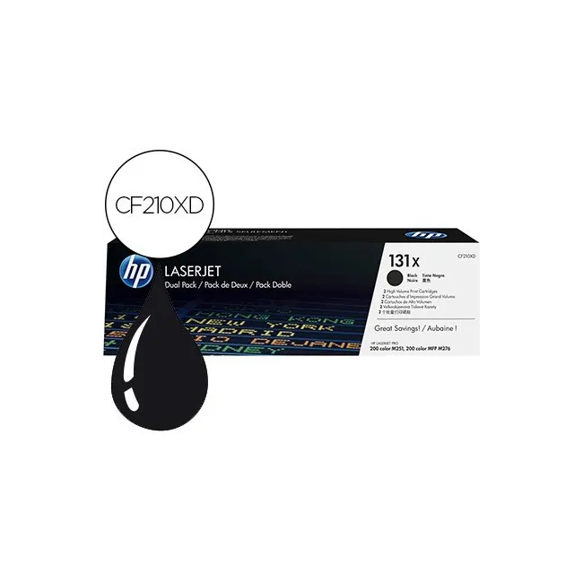 TONER HP JET PRO 131X M251 MFP M276 NEGRO PACK DE 2 UNIDADES 4800 P...