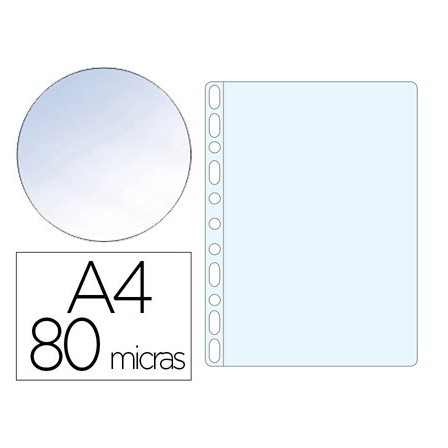 FUNDA MULTITALADRO Q-CONNECT DIN A4 80 MC CRISTAL CAJA DE 1400 UNID...
