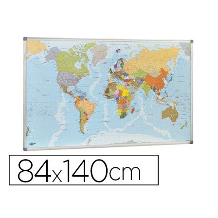 MAPA MURAL FAIBO PLANISFERO POLITICO MAGNETICO MARCO DE ALUMINIO CO...