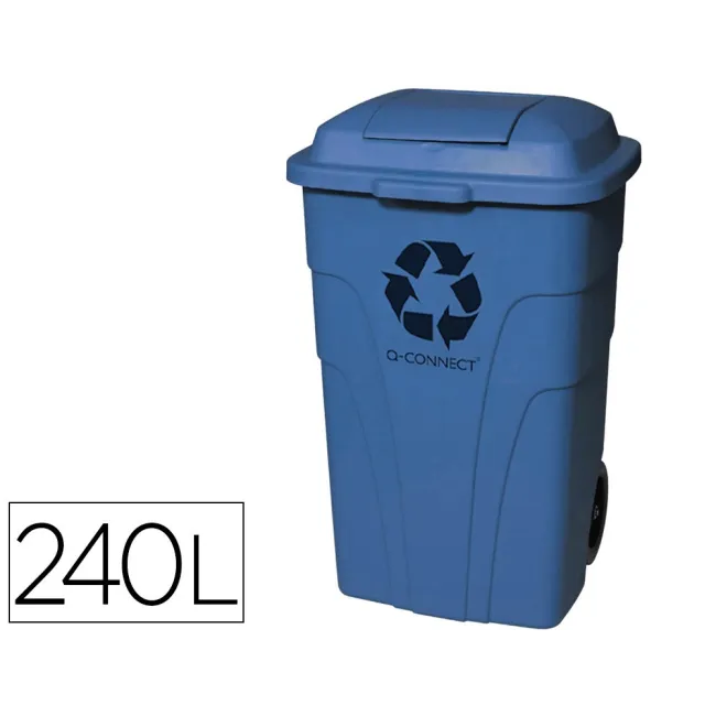 PAPELERA CONTENEDOR Q-CONNECT PLASTICO CON TAPADERA 240L COLOR AZUL...
