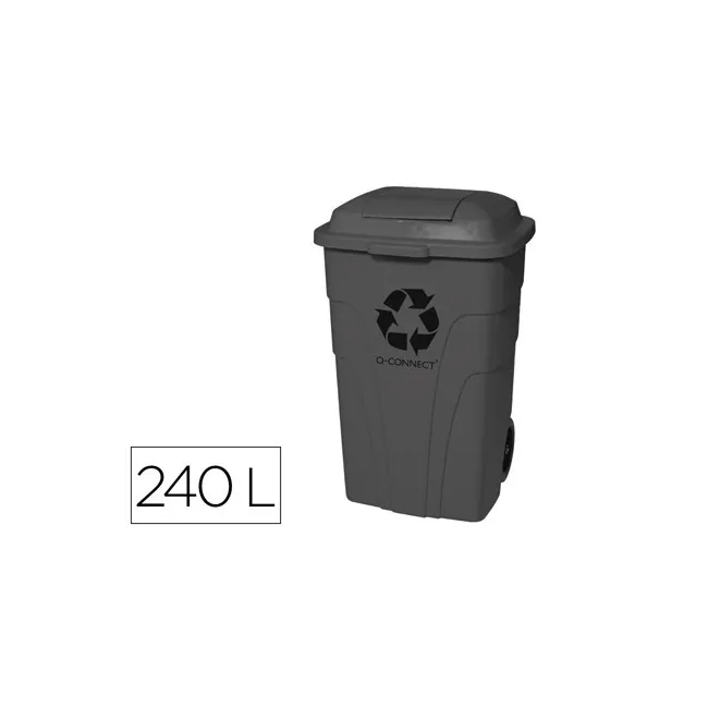 PAPELERA CONTENEDOR Q-CONNECT PLASTICO CON TAPADERA 240L COLOR GRIS...